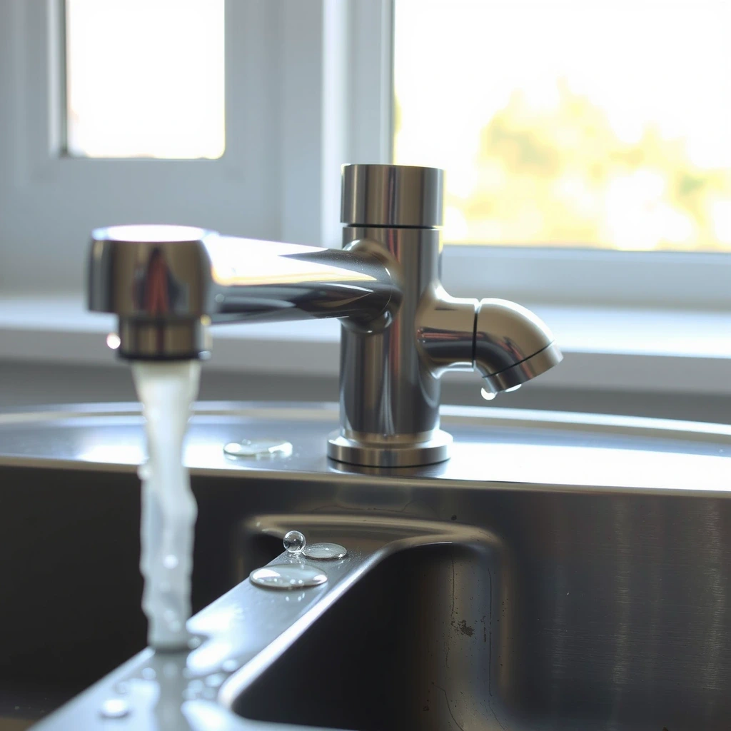 Gleaming faucet macro shot